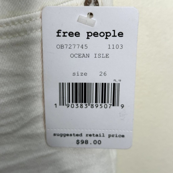 FREE PEOPLE Belt Out Cropped Bootcut Jeans Ocean Isle White {PP9} - Picture 5 of 6